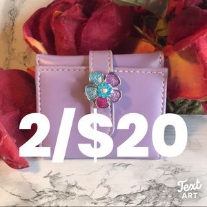 Purple Leather Floral Rhinestone Photo Wallet